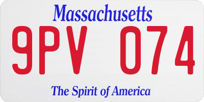 MA license plate 9PV074