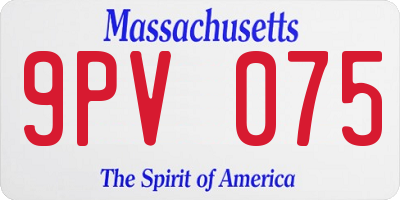 MA license plate 9PV075