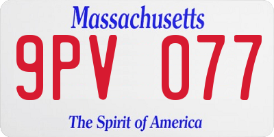 MA license plate 9PV077