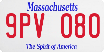 MA license plate 9PV080