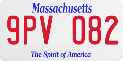 MA license plate 9PV082