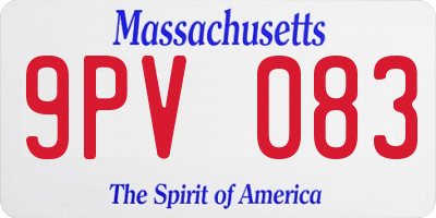 MA license plate 9PV083