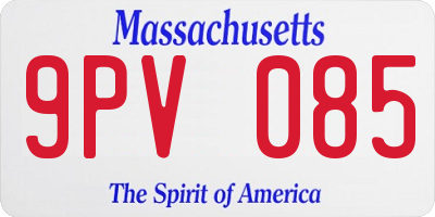 MA license plate 9PV085