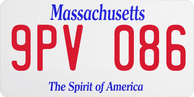 MA license plate 9PV086