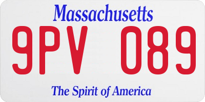 MA license plate 9PV089