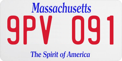 MA license plate 9PV091