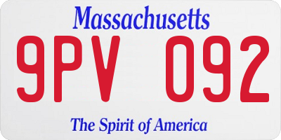MA license plate 9PV092