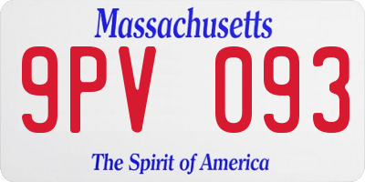 MA license plate 9PV093