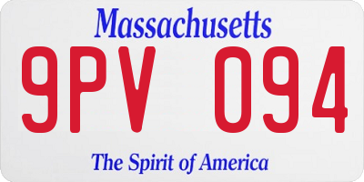 MA license plate 9PV094