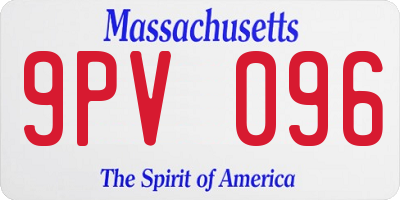 MA license plate 9PV096