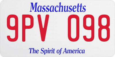 MA license plate 9PV098