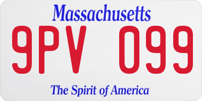 MA license plate 9PV099