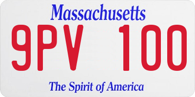 MA license plate 9PV100