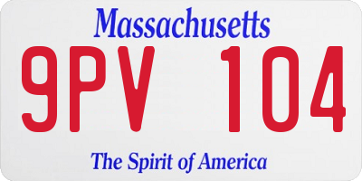 MA license plate 9PV104