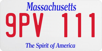 MA license plate 9PV111