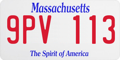 MA license plate 9PV113