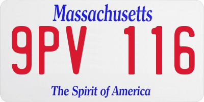 MA license plate 9PV116