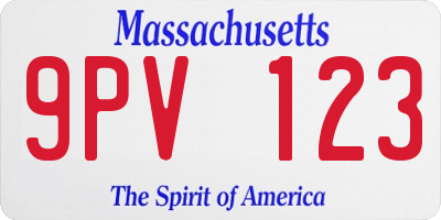 MA license plate 9PV123