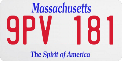 MA license plate 9PV181