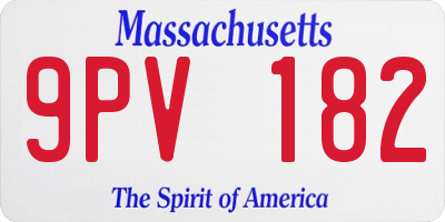MA license plate 9PV182