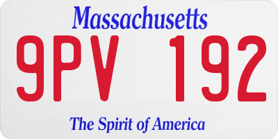 MA license plate 9PV192