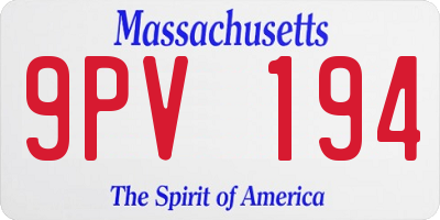 MA license plate 9PV194