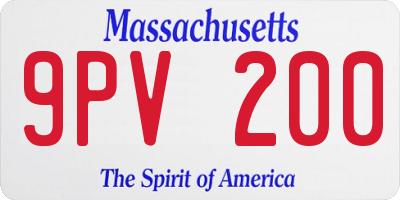 MA license plate 9PV200