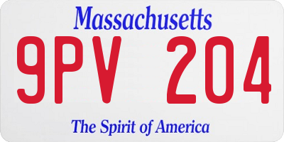 MA license plate 9PV204
