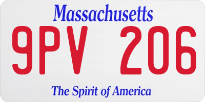 MA license plate 9PV206