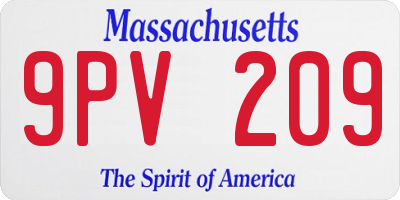 MA license plate 9PV209