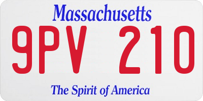 MA license plate 9PV210