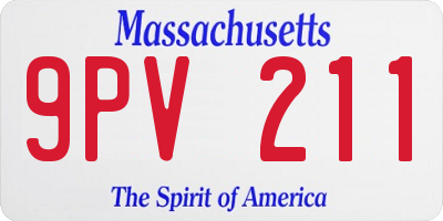 MA license plate 9PV211