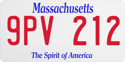 MA license plate 9PV212
