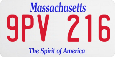 MA license plate 9PV216