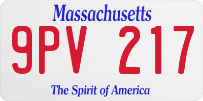 MA license plate 9PV217