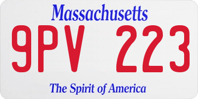 MA license plate 9PV223
