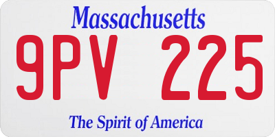MA license plate 9PV225