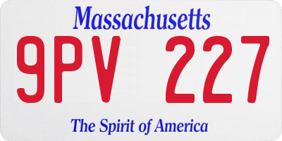 MA license plate 9PV227