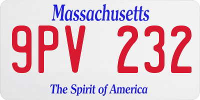 MA license plate 9PV232
