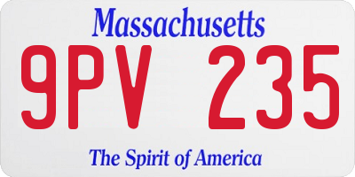 MA license plate 9PV235