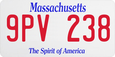 MA license plate 9PV238