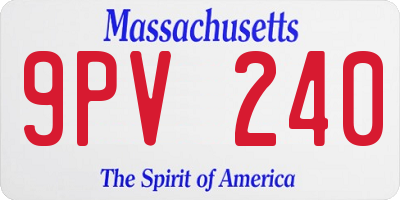 MA license plate 9PV240