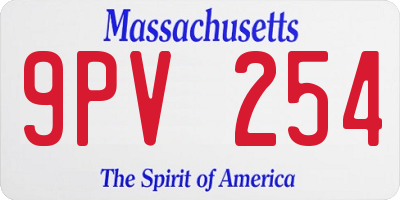 MA license plate 9PV254