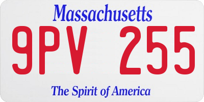 MA license plate 9PV255