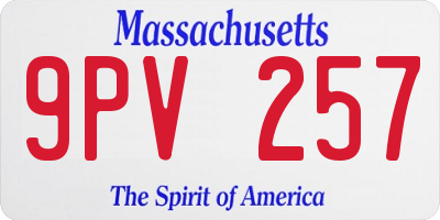 MA license plate 9PV257