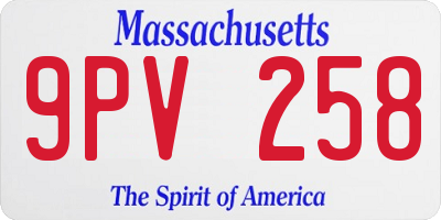 MA license plate 9PV258