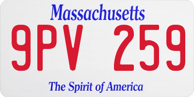 MA license plate 9PV259