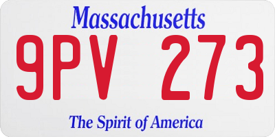 MA license plate 9PV273