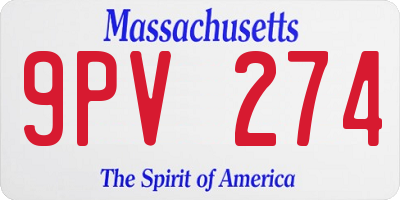 MA license plate 9PV274