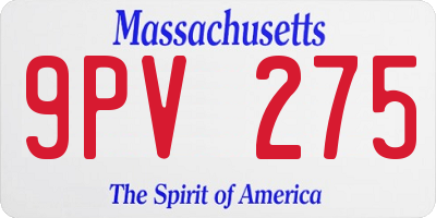 MA license plate 9PV275